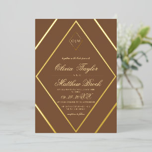 Modern Diamond Brown Gold Wedding