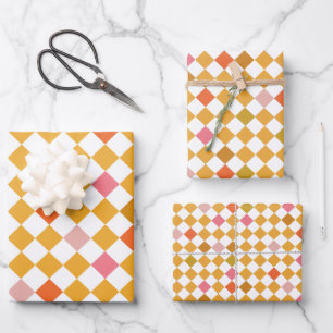 Modern Diamond Checkers Wrapping Paper