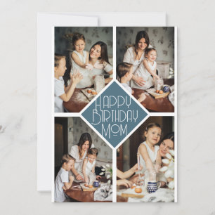 Modern Diamond Collage Happy Birthday Mum Holiday Card