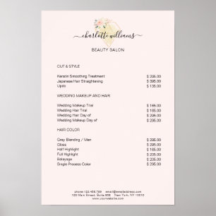 Modern Diamond Flower Price List Poster