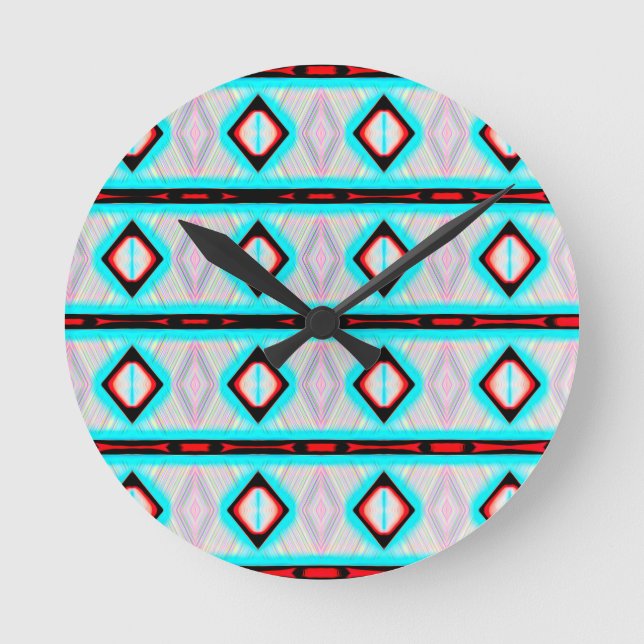 Modern Diamond Geometric Elegant Pattern Modern Round Clock (Front)