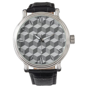 Modern Diamond Grid, Silver and Dark Grey / Grey Watch