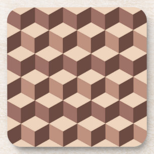 Modern Diamond Grid, Taupe, Brown and Beige Coaster