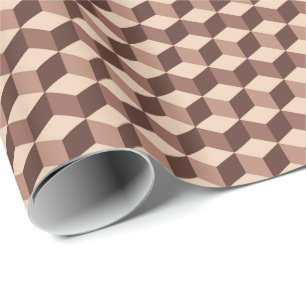 Modern Diamond Grid, Taupe, Brown and Beige Wrapping Paper