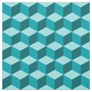 Modern Diamond Grid, Turquoise, Teal and Aqua Fabric