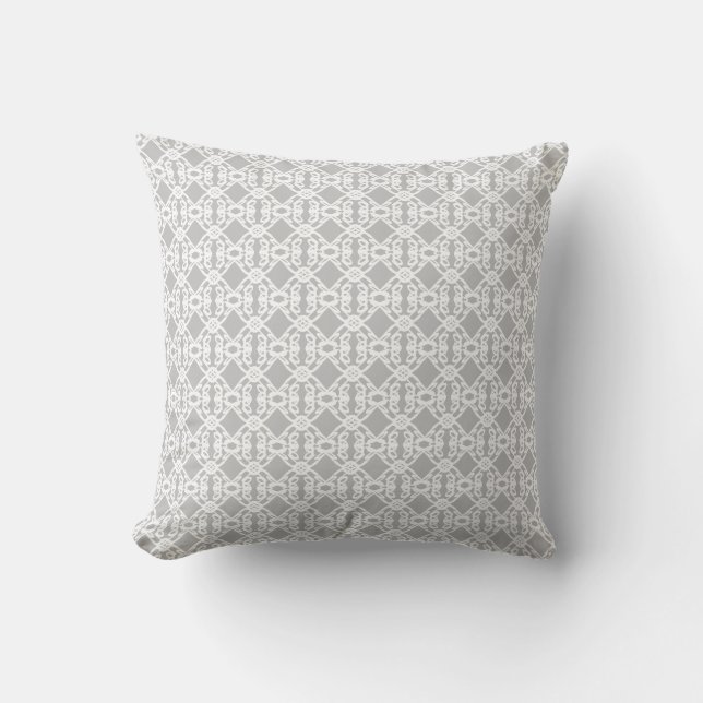 Modern diamond pattern in silver & white cushion (Front)