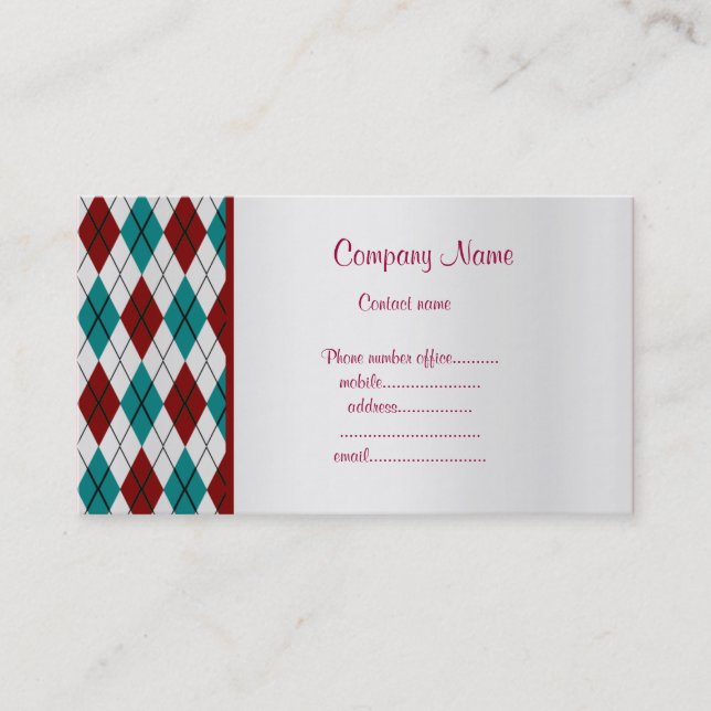 MODERN DIAMOND RED TEAL BUSINESS CARD (Front)