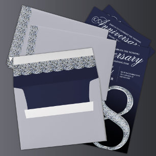 Modern Diamond Silver Anniversary Invitation Envelope
