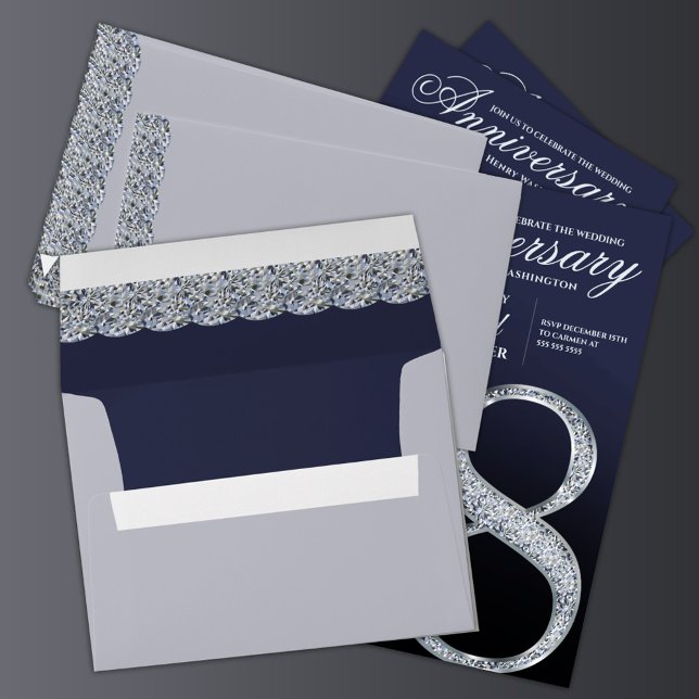 Modern Diamond Silver Anniversary Invitation  Envelope (Creator Uploaded)