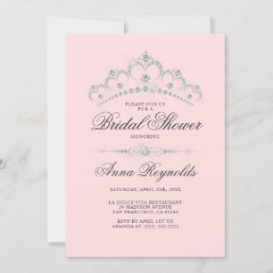 Modern Diamond Tiara BRIDAL SHOWER Pink Budget Invitation
