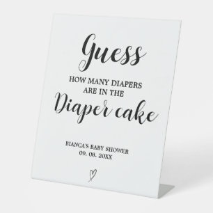 Modern Diaper cake guessing Baby Shower Game sign