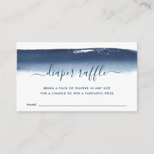 Modern Diaper Raffle Navy Blue Boy Baby Shower Enclosure Card