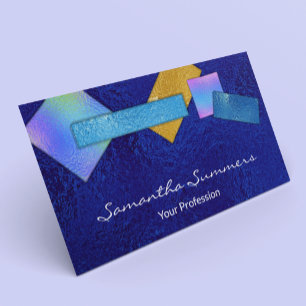 Modern Dichroic Fused Glass Art White Colourful Bu Business Card