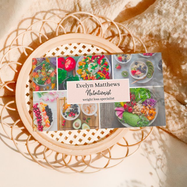 Modern dietician nutritionist photos grid collage business card (Creator Uploaded)