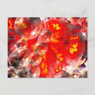 Modern Digital Abstract Balls & Fire Postcard