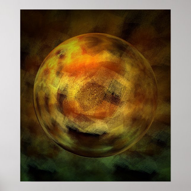 Modern Digital Abstract Sphere Print Poster (Front)