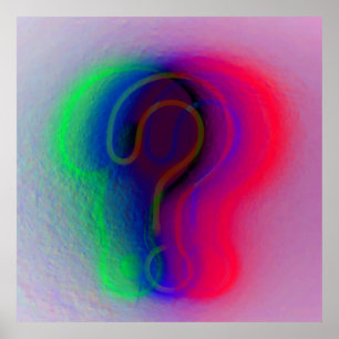 Modern Digital Art   Neon Colour Question Wall Poster