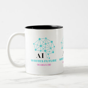 Modern Digital Brain Design - Future of Technology Two-Tone Coffee Mug