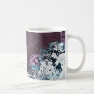 Modern digital graphic art pink towers design coffee mug