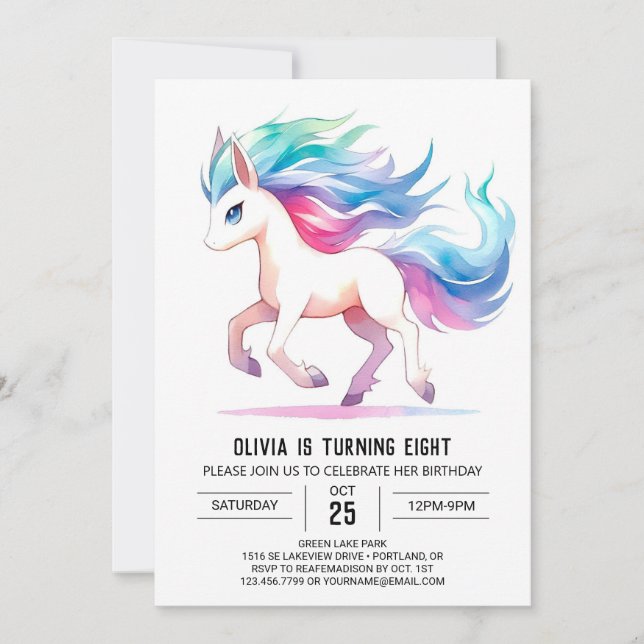 Modern Digital Horse Birthday  Invitation (Front)