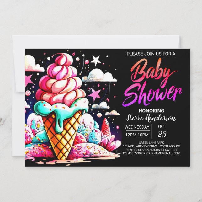 Modern Digital Sundae Baby Shower Invitation (Front)