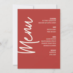 Modern Dinner Menu Red Wedding Thanksgiving  Invitation