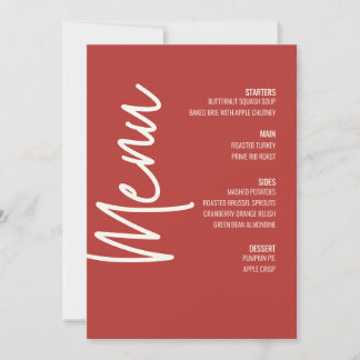 Modern Dinner Menu Red Wedding Thanksgiving  Invitation