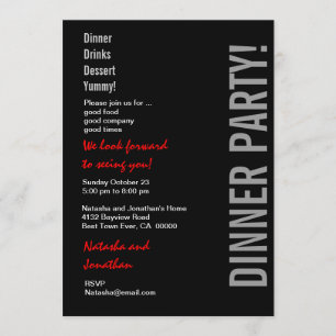 Modern DINNER PARTY Black White Red Template