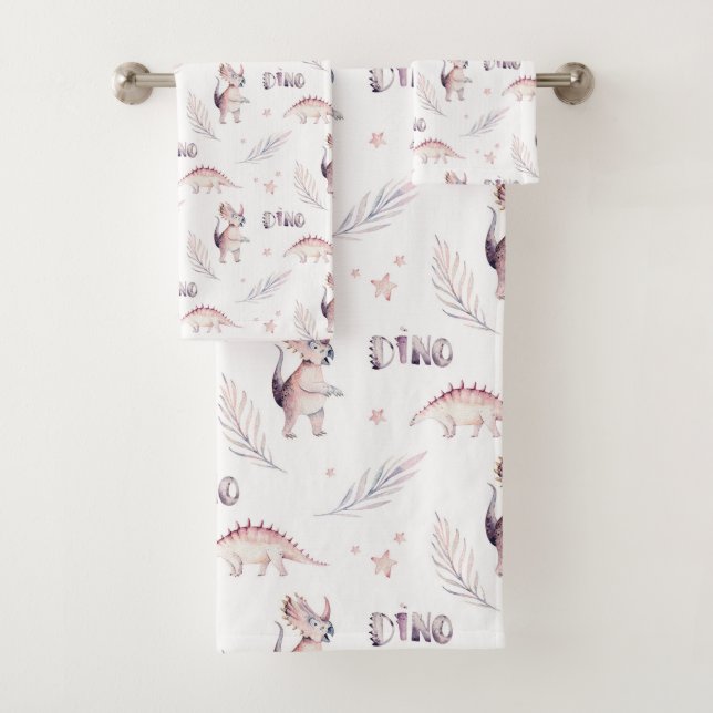 Modern Dino Dinosaur Pattern Bath Towel Set (Insitu)