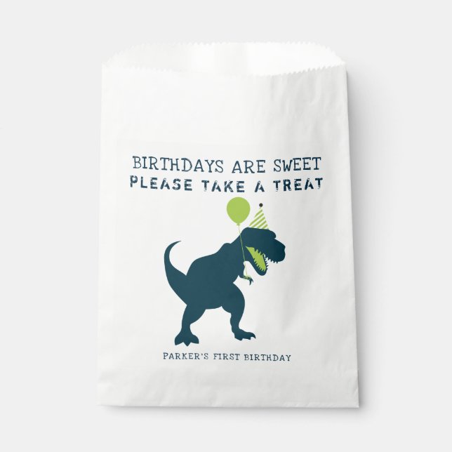 Modern Dinosaur Birthdays are Sweet Favour Bag (Front)