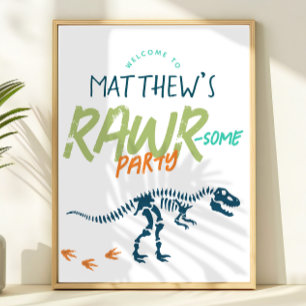 Modern Dinosaur Dig Boys Birthday Welcome Sign