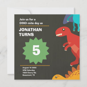 Modern dinosaur kids birthday invitation