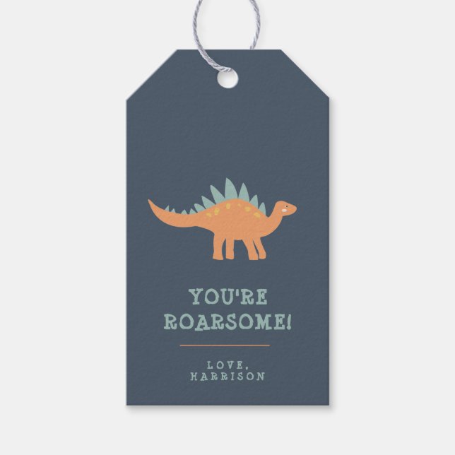 Modern Dinosaur Kids Personalised Gift Tag (Front)