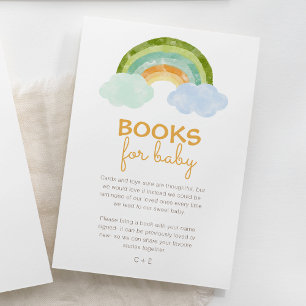 Modern Dinosaur Rainbow Baby Shower Book Request Enclosure Card