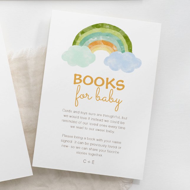 Modern Dinosaur Rainbow Baby Shower Book Request Enclosure Card (Creator Uploaded)