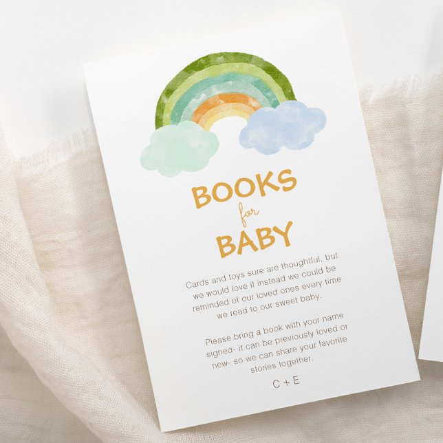 Modern Dinosaur Rainbow Baby Shower Books For Baby Enclosure Card (Creator Uploaded)