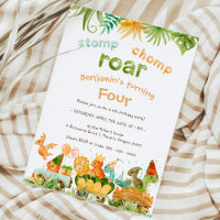 Modern Dinosaur Stomp Chomp Roar 4th Birthday