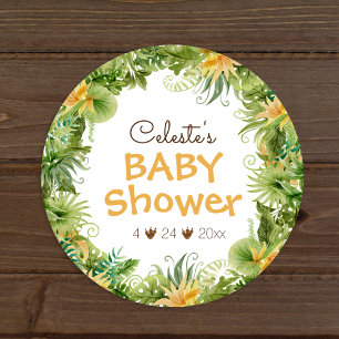 Modern Dinosaur White Baby Shower Envelope Seal