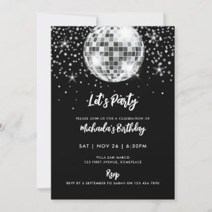 Modern Disco Ball Birthday Party Invitation