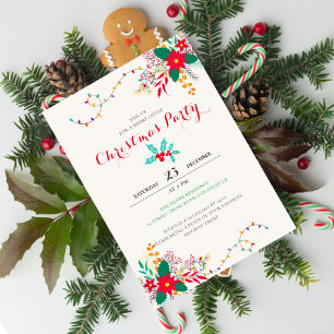 Modern Disco lights Xmas Christmas Tree Party Invitation