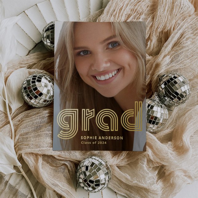 Modern Disco | Photo Grad Announcement Gold Foil (Creator Uploaded)