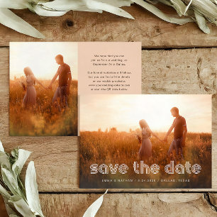 Modern Disco Text   Two Photo and QR Code Save The Date