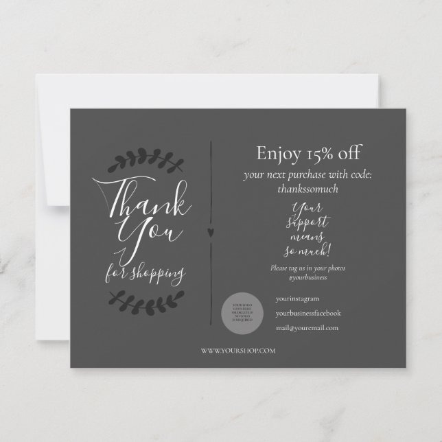 Modern Discount Card Thank You For Shopping Script (Front)