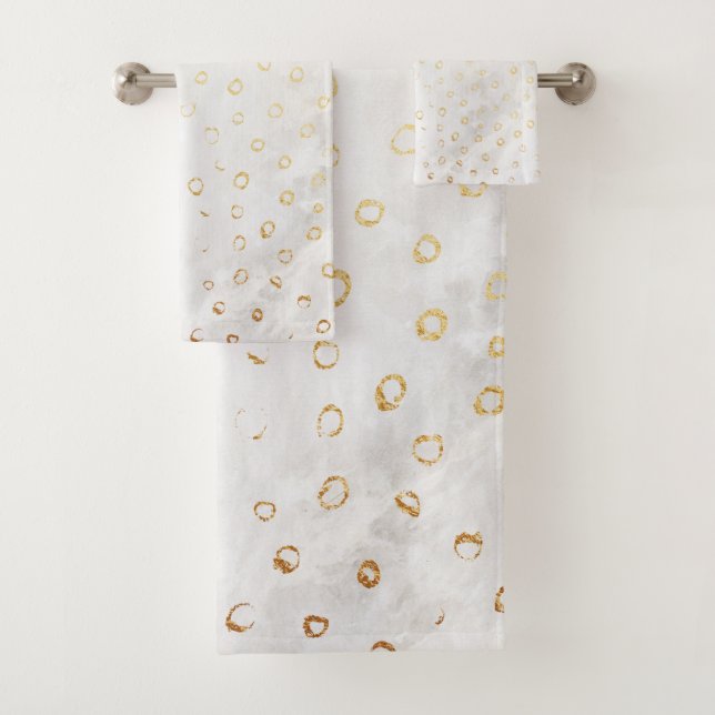 Modern Distressed Gold Pattern - Hollow Dots Bath Towel Set (Insitu)