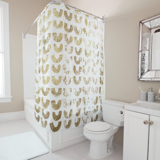 Modern Distressed Gold Pattern - Smiles Shower Curtain (In Situ)