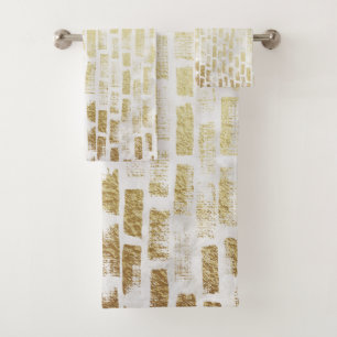 Modern Distressed Gold Pattern - Vertical Strokes Bath Towel Set