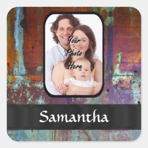 Modern distressed grunge square sticker
