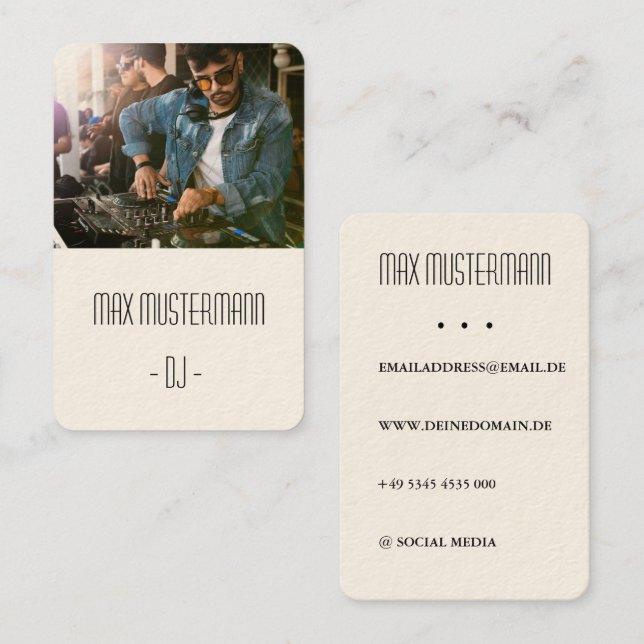 Modern DJ business card with own photo (Front/Back)