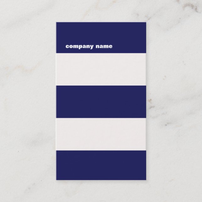 Modern DJ Hip Navy Blue and White Stripes Business Card (Front)
