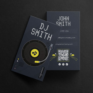 Modern DJs Singer DJ Vinyl Deejay Music QR Code Business Card